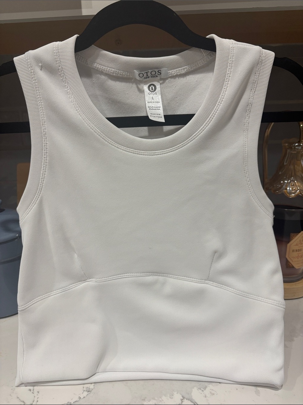 OTOS White Sleeveless Tank with Sculpting Seams